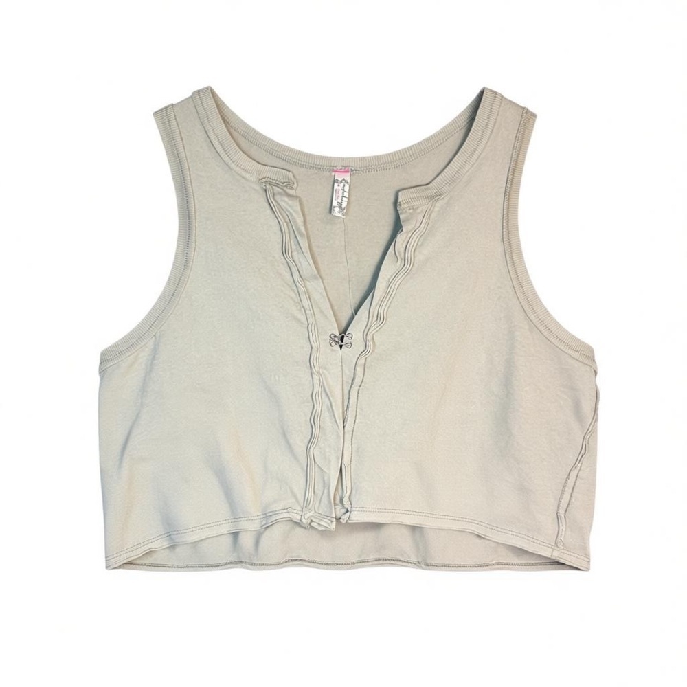 New Free People Medium Raw Hem Cropped Tank Top Sage Festival
